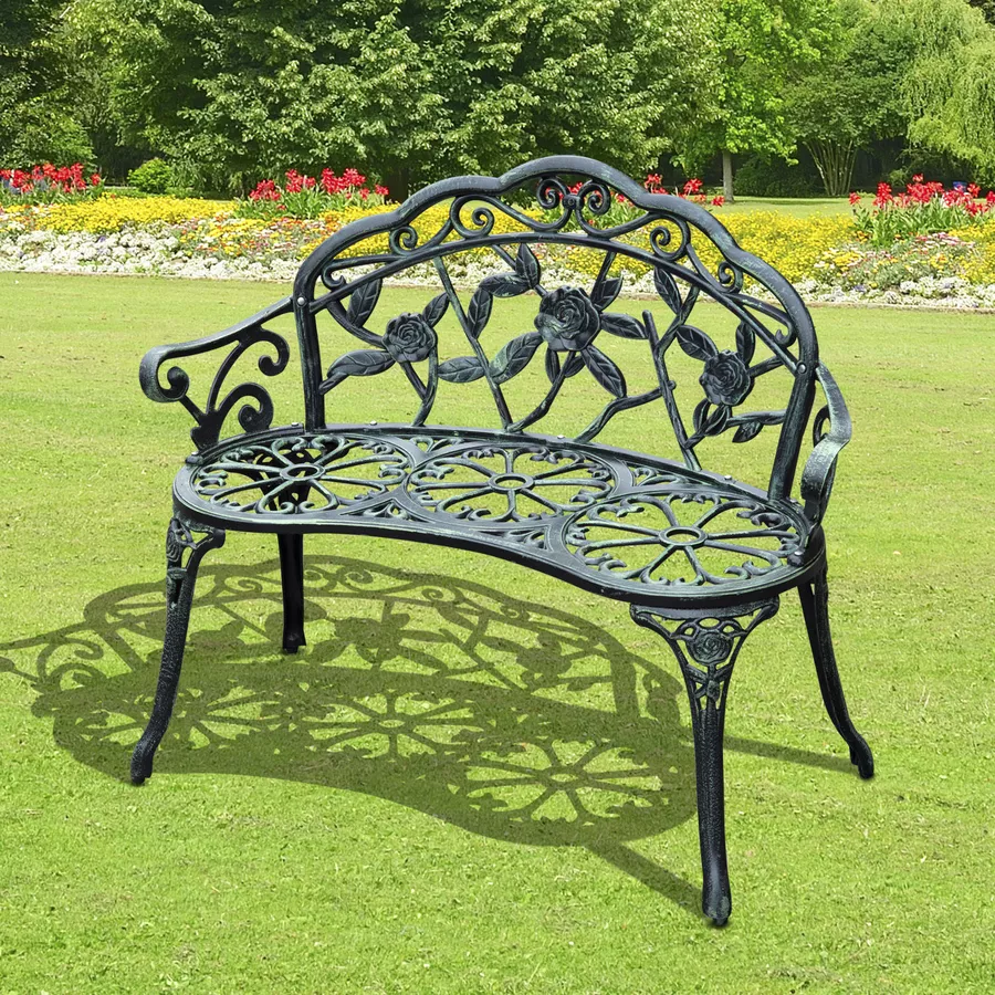 Outsunny Gartenbank als 2-Sitzer schwarz