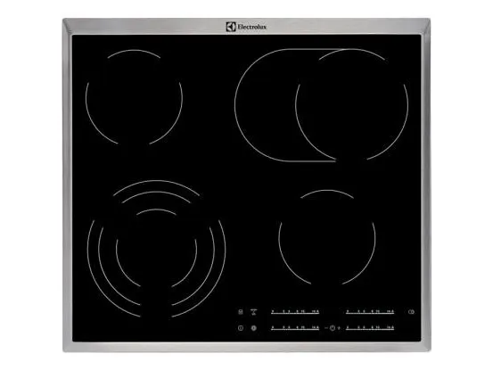Electrolux EHF46547XK - Keramisk kogeplade - 4 plader - Niche - bredde: 56 cm - dybde: 49 cm - med rustfrit stål-pynt - sort