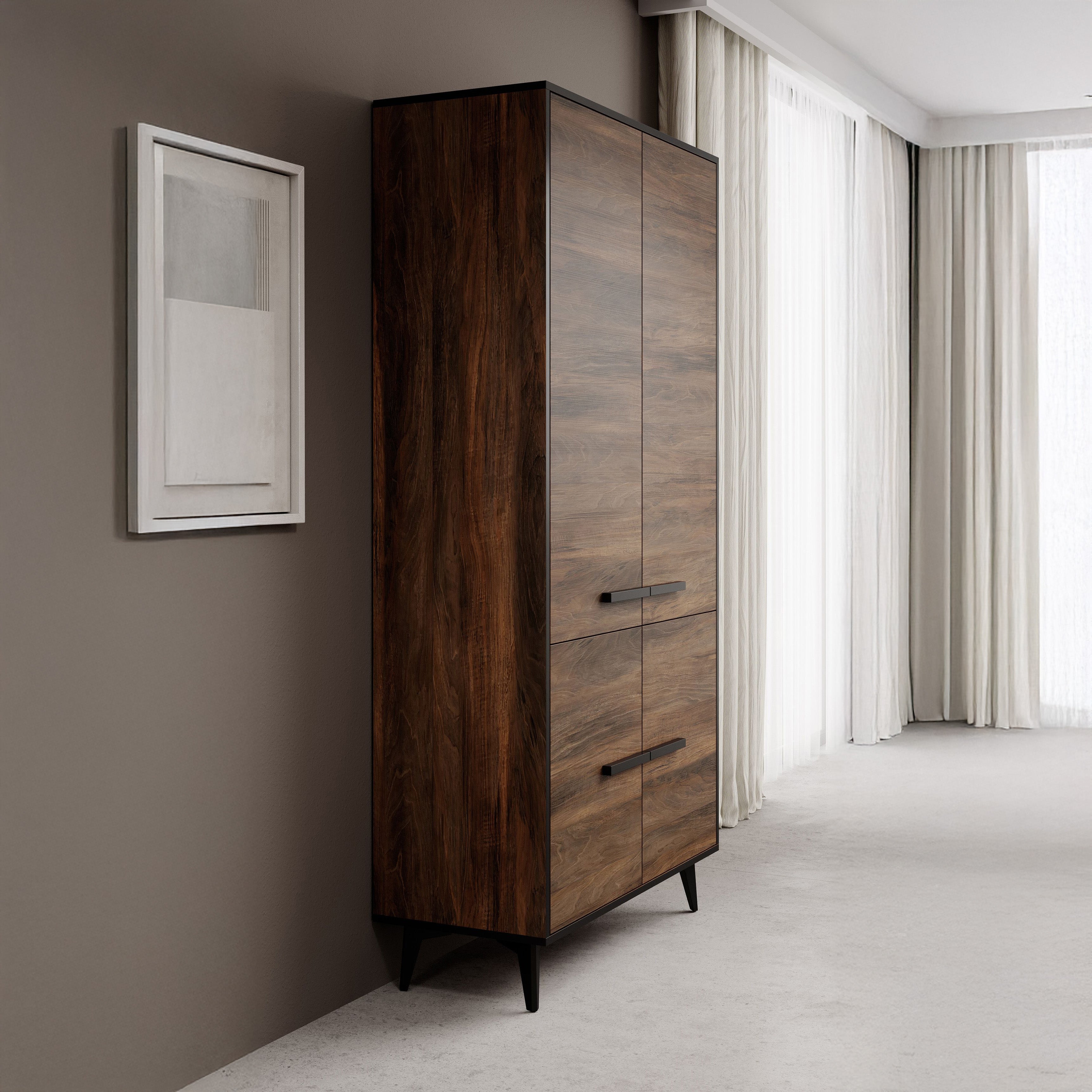 Frey - Kledingkast 4-deurs - Donker eiken - 92x40x185 cm