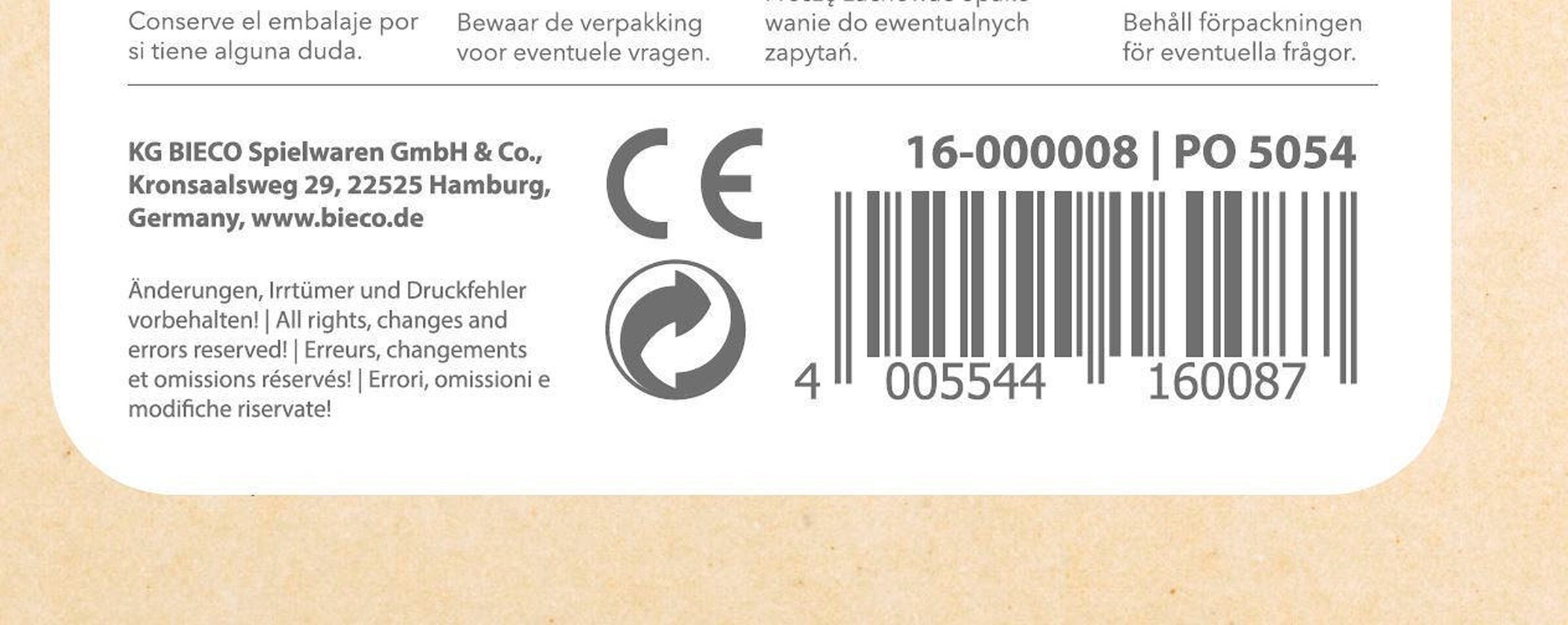 Bieco Greifling Rassel Holz Natur und Baumwolle Reh - ab Geburt Beige