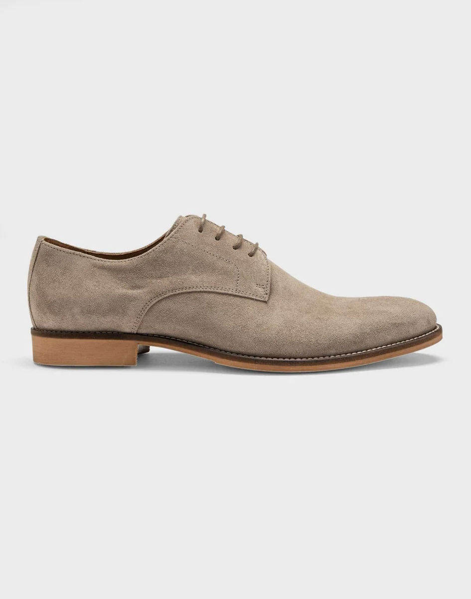 Derby cuir suédé sable 