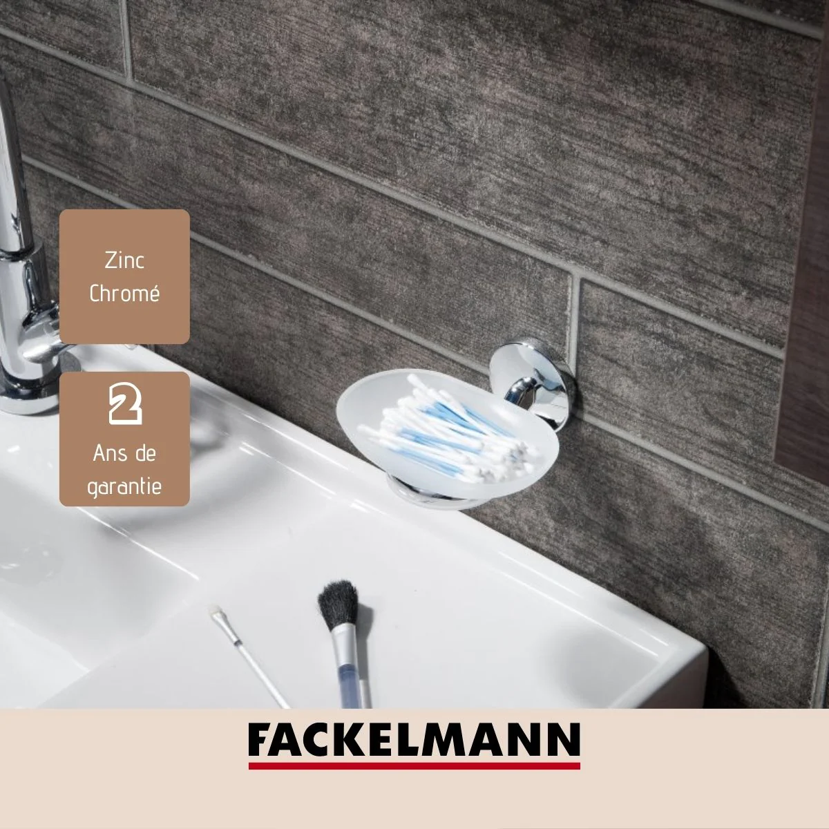 Porte savon salle de bain en verre et chromé Vision Fackelmann