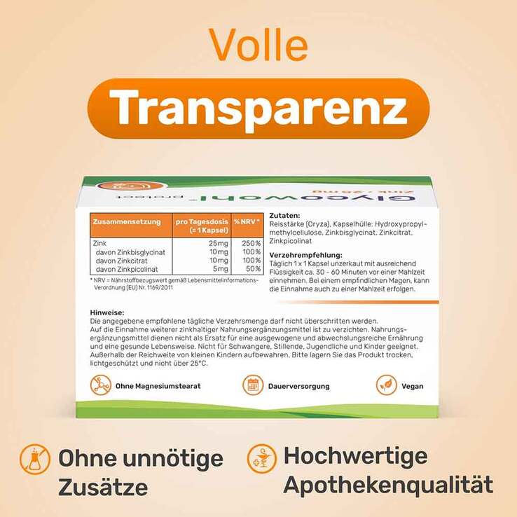 Glycowohl Zink-Komplex 25 mg hochdosierte Kapseln, 120 St