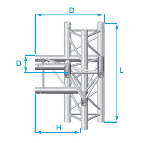 Prolyte X30D-C015 driehoek truss 4-weg hoek rechts down