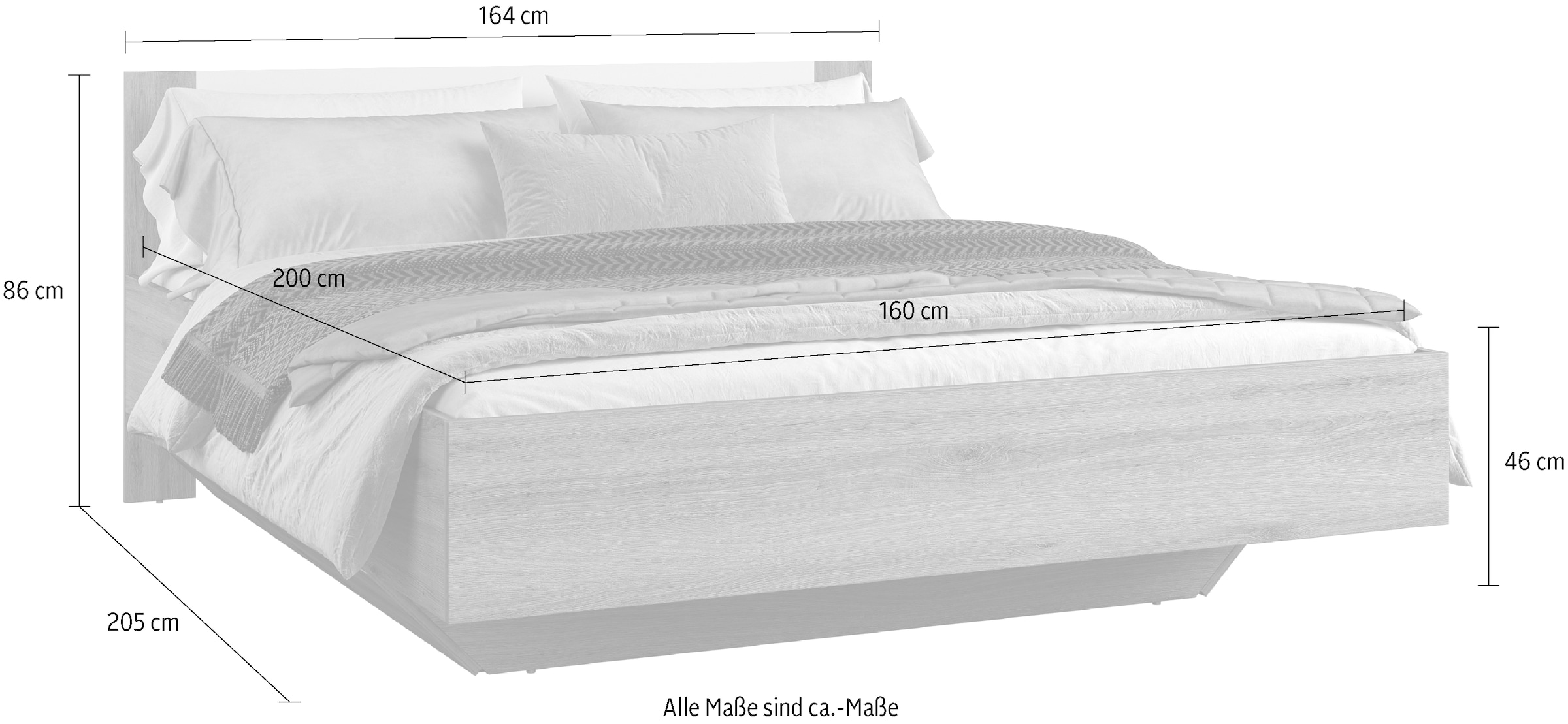 Home affaire Bettgestell »Bitry, Breite 160 bzw. 180 cm, moderner Bettrahmen« Doppelbett in zwei Grössen
