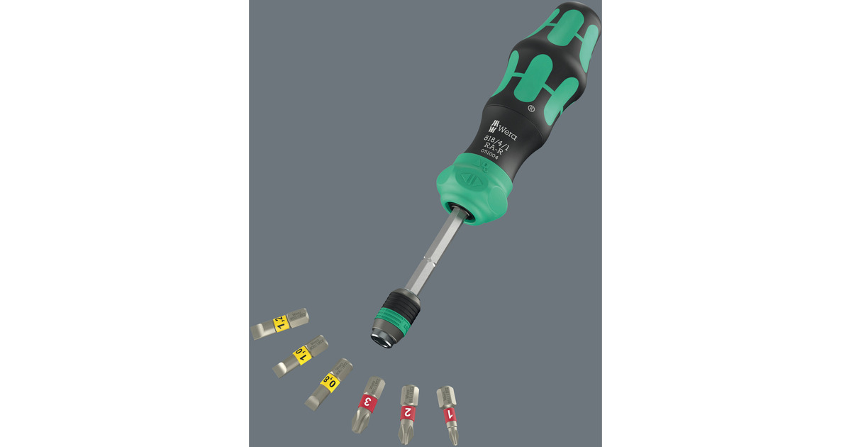 WeraKraftform Kompakt 25 RA-R met etui, 6‑delig bitset  (Zwart/groen)