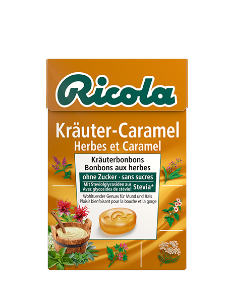 Ricola Kräuterbonbons<br>50 g, Box, Kräuter Caramel ohne Zucker mit Stevia