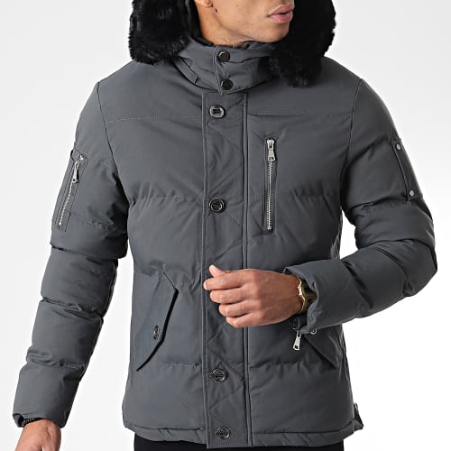 Parka Capuche Fourrure Gris