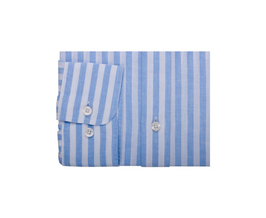 Chemise coton lin rayée Bleu Ciel et Blanche - SIMONIN