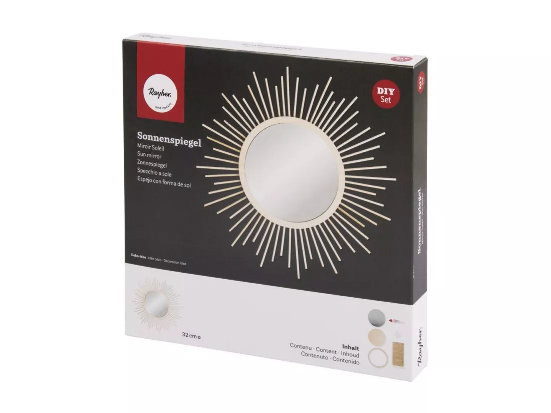 Miroir DIY soleil vintage à fabriquer soi-même ø 32 cm