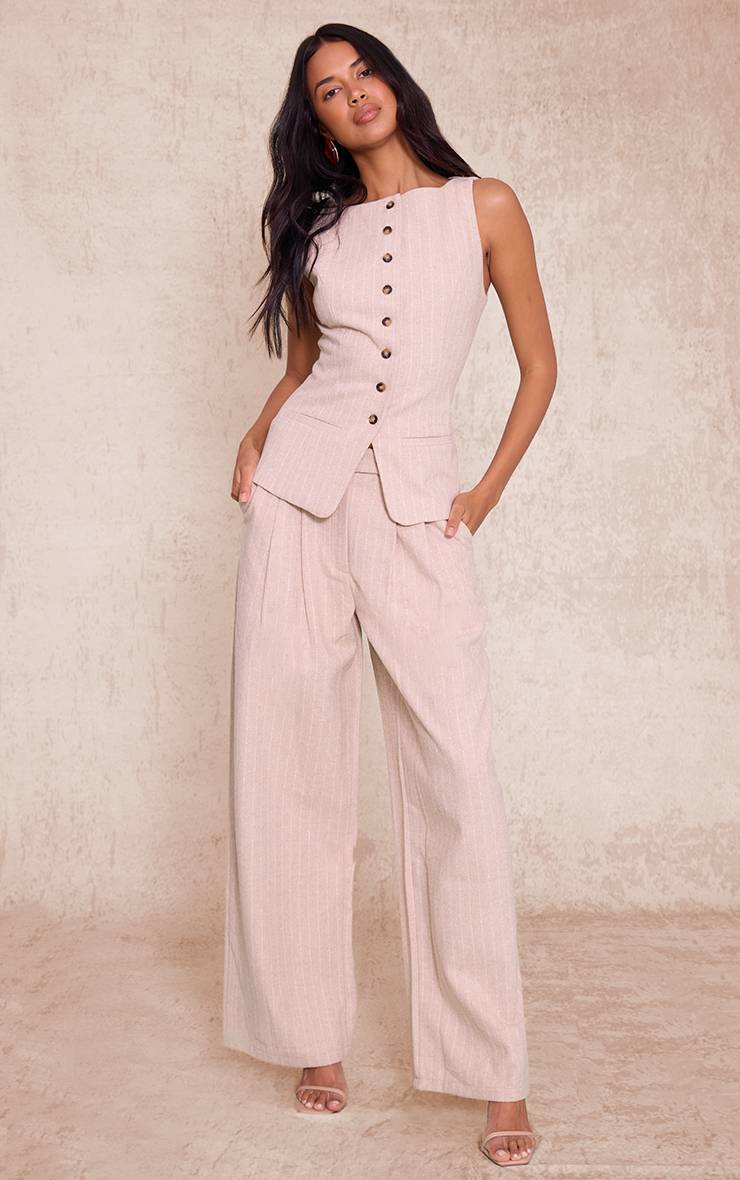 Gris Pierre Pantalon Droit Tissé Brossé