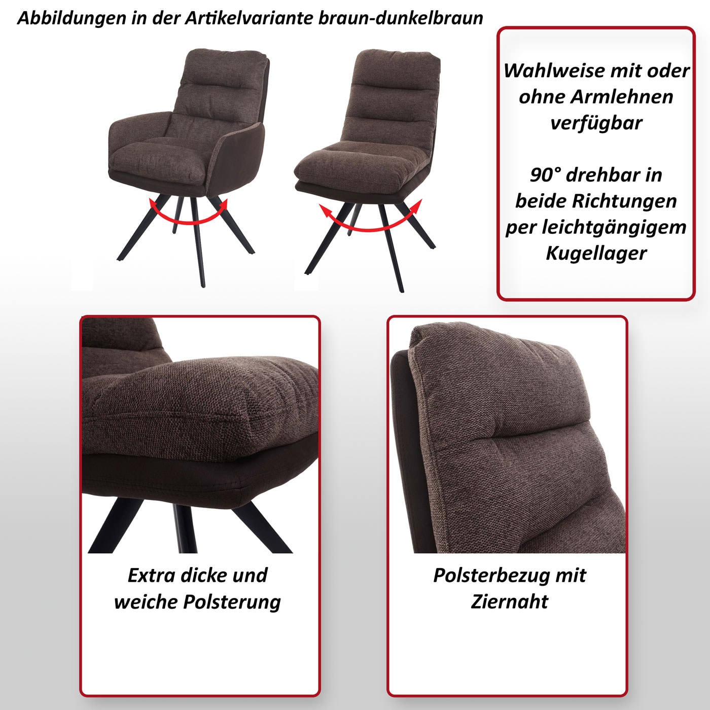 Esszimmerstuhl MCW-G66, Küchenstuhl Stuhl, drehbar Auto-Position Stoff/Textil MVG ~ creme