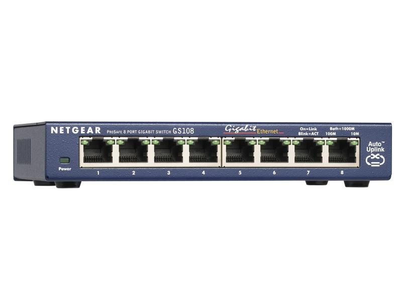 Netgear Switch GS108 8 Port 10/100/1000 Mbps, Metallgehäuse, lüfterlos