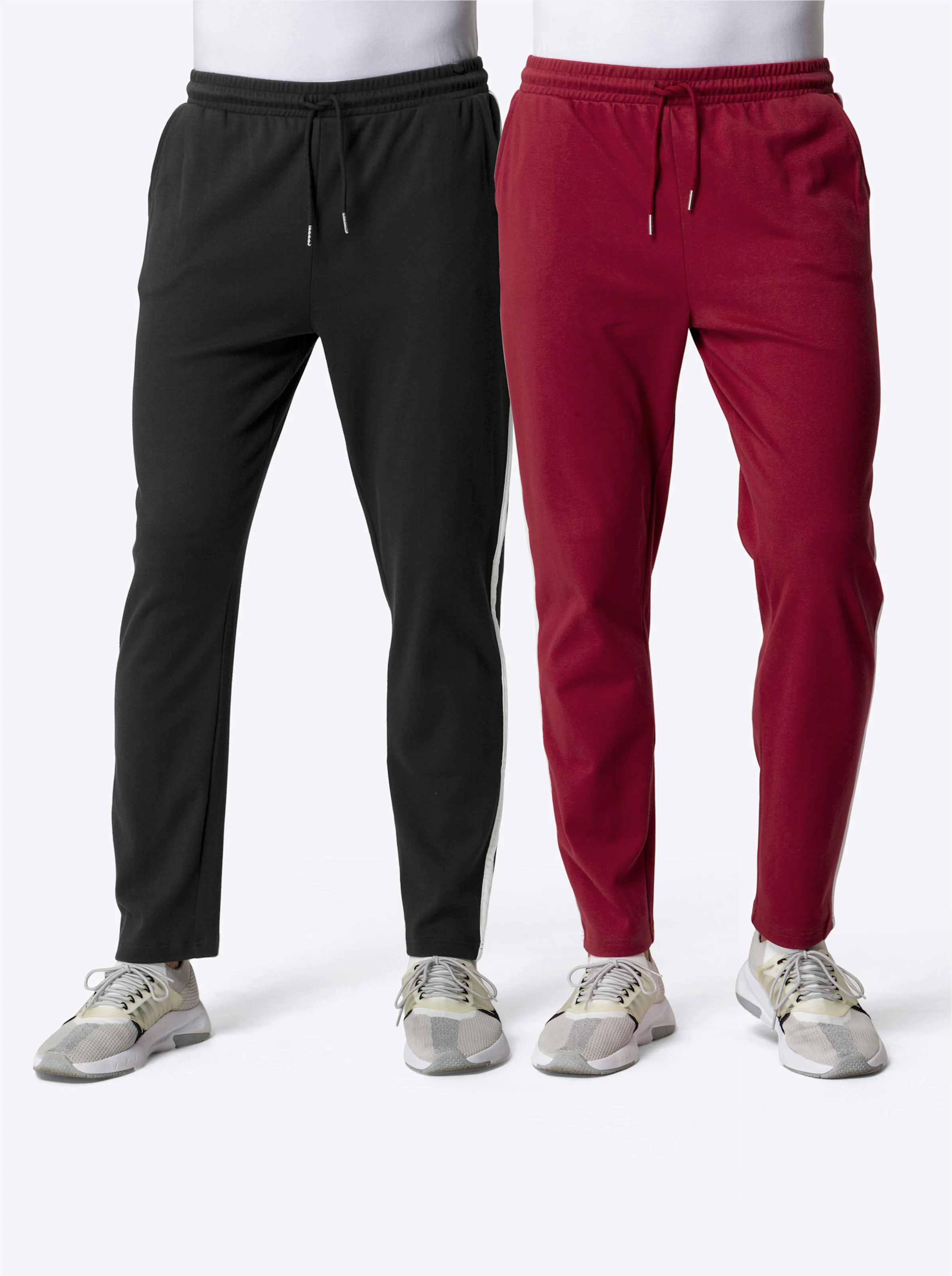 feel good Hosen lang in dunkelrot + schwarz