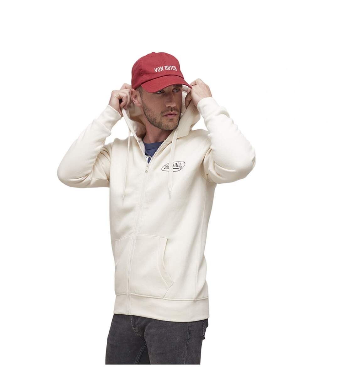 Sweat zippé avec capuche en coton homme Slimane
