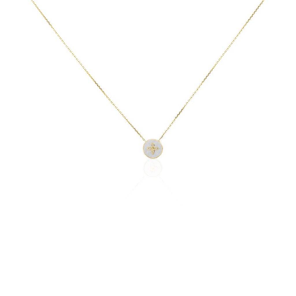 Collier Talisman Or Jaune Nacre Diamant