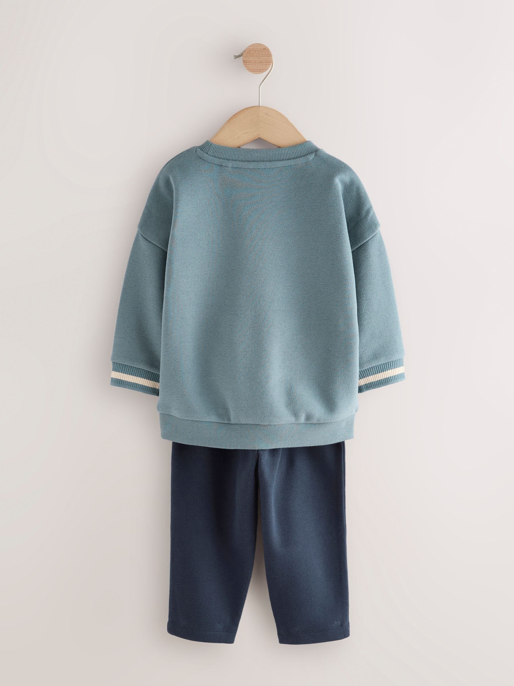 Blauw met vliegtuig - Set met sweatshirt en joggingbroek (3mnd -7jr)