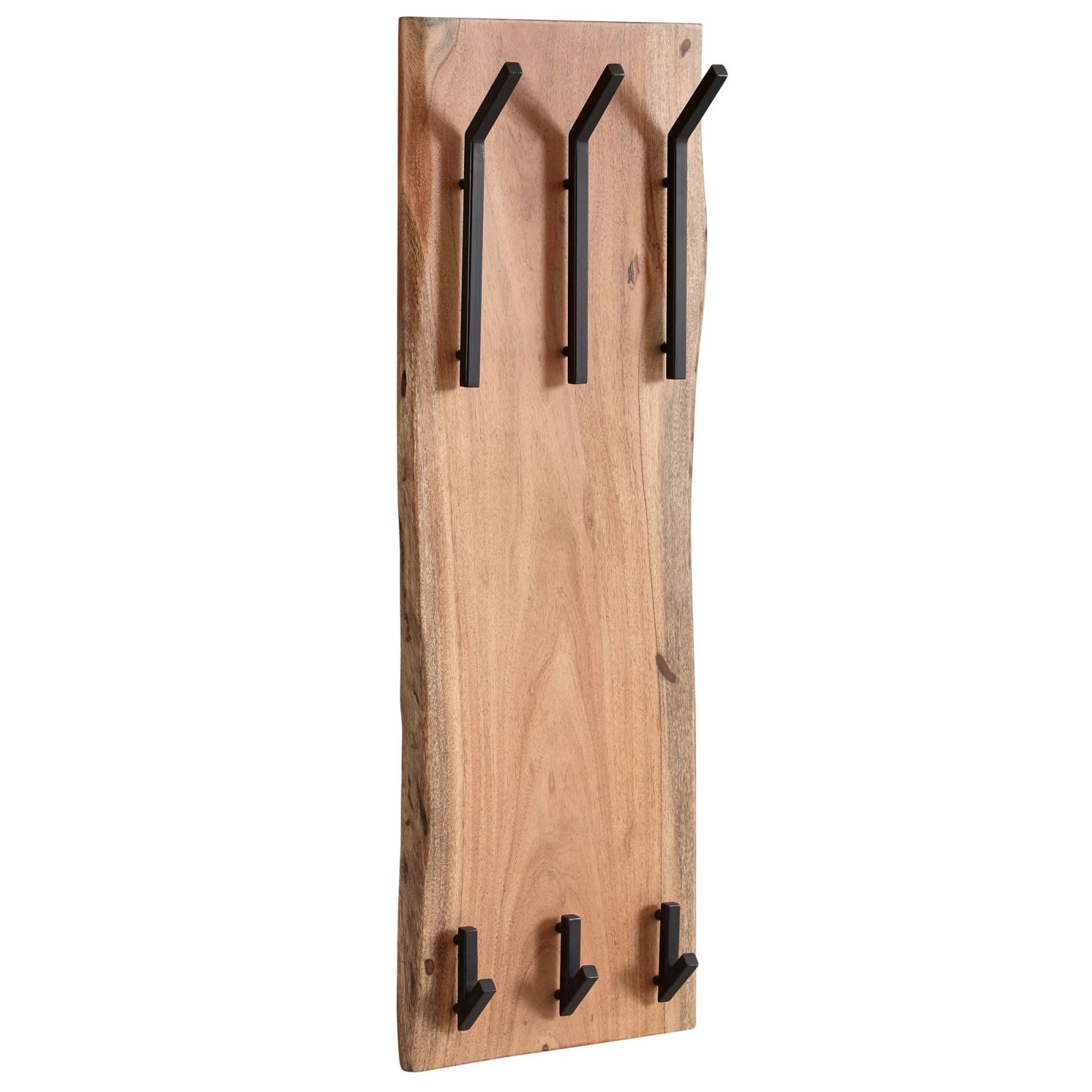 Wandgarderobe - Akazie massiv - hellbraun - 6 Haken - 35,5cm