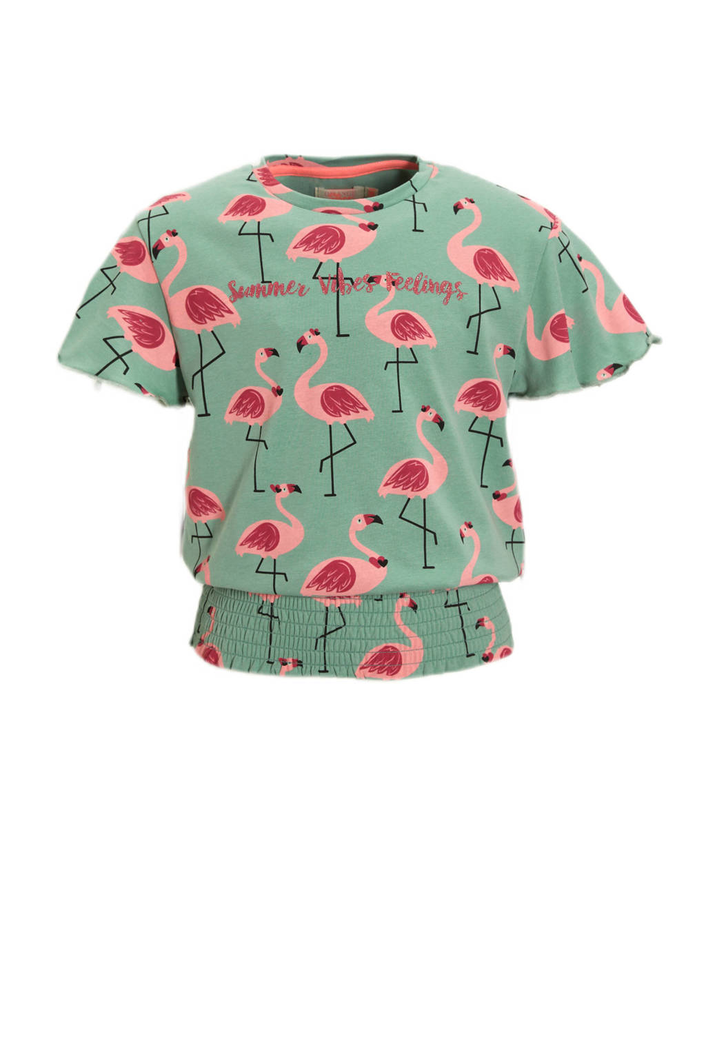 Orange Stars T-shirt Petra met all over print lichtgroen