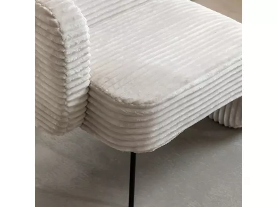 Méridienne en velours côtelé blanc Soléa