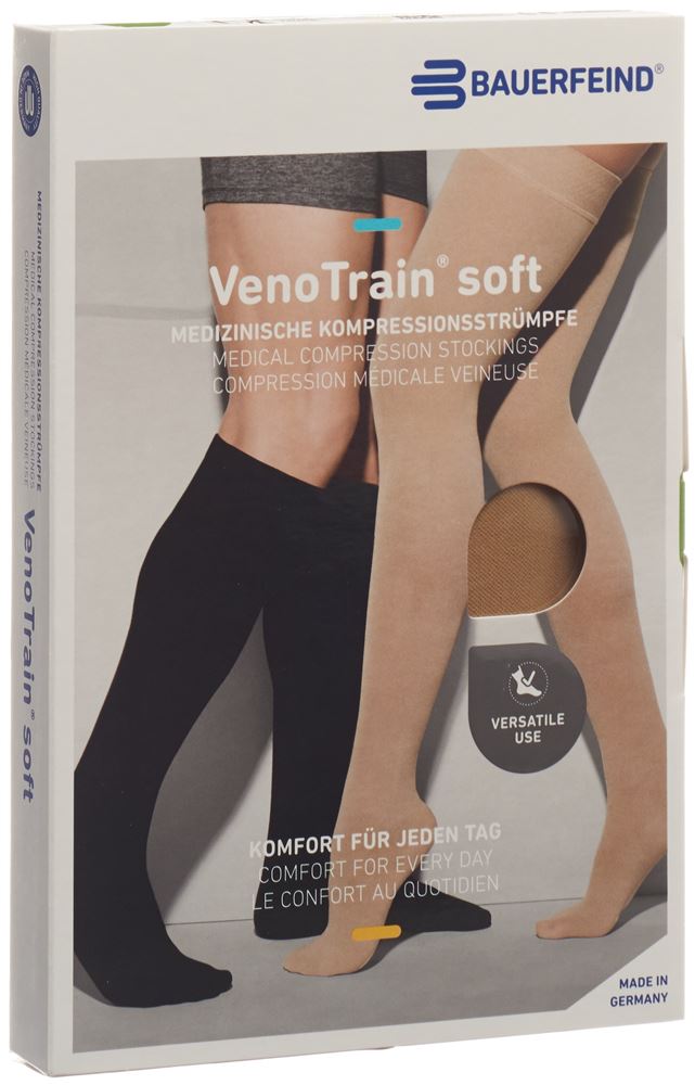 Bauerfeind VenoTrain Soft KKL2 AD L normal/short geschlossene Fussspitze caramel 1 Paar