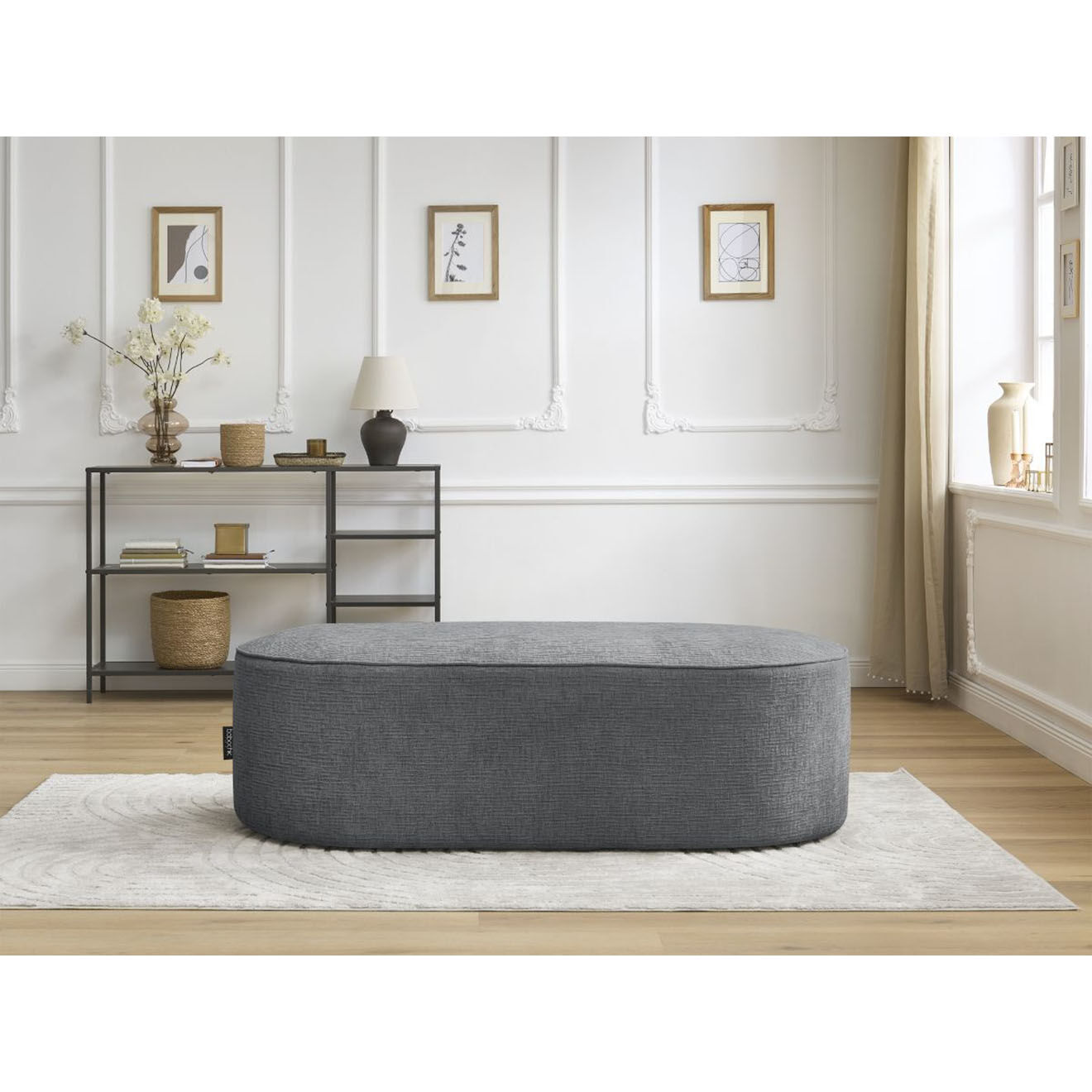 Bobochic Pouf pour canapé modulable Rousseau texturé gris foncé - 140x70x45 cm