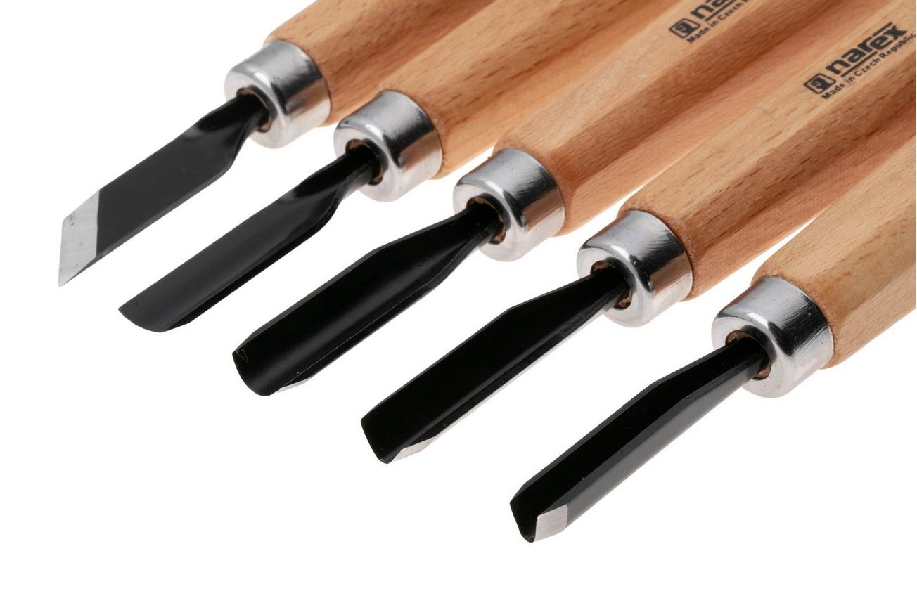 Narex Profi Carving Chisel Set 869300, gutsenset in leren gereedschapsrol, 6-delig