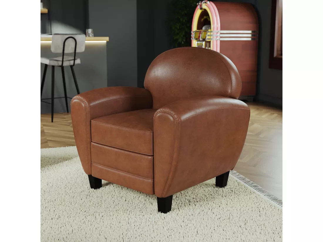 Ensemble canapé et fauteuil camel 4 places - Club