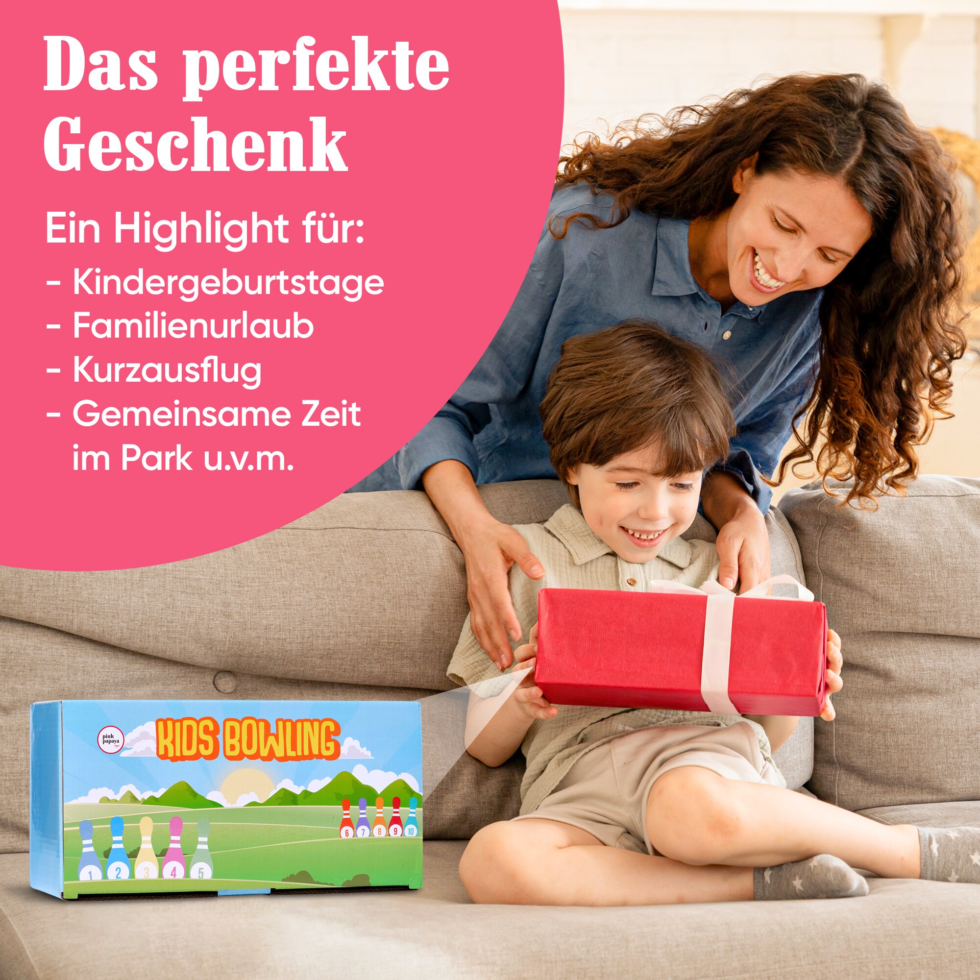 Pink Papaya Kegelspiel für Kinder Kids Bowling Classic