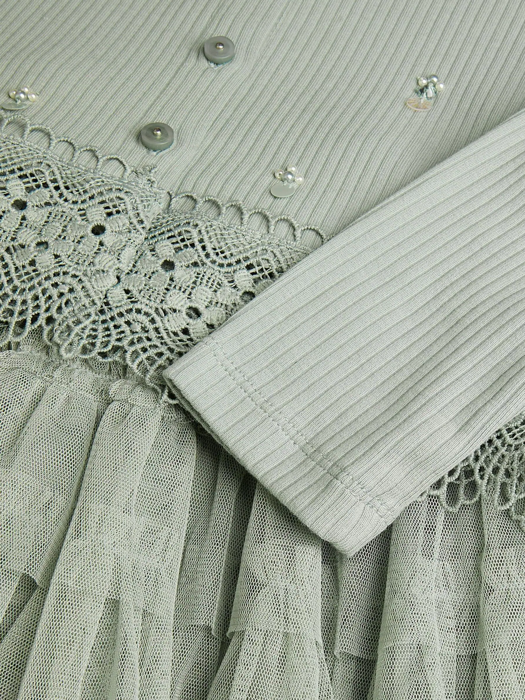 Monsoon Embellished Cardigan & Mesh Tiered Skirt Set