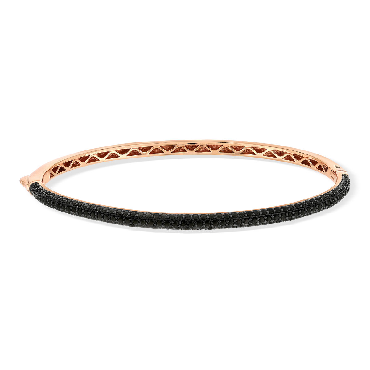 Bracelet argent 925 rose et ruthénium noir zirconias noirs