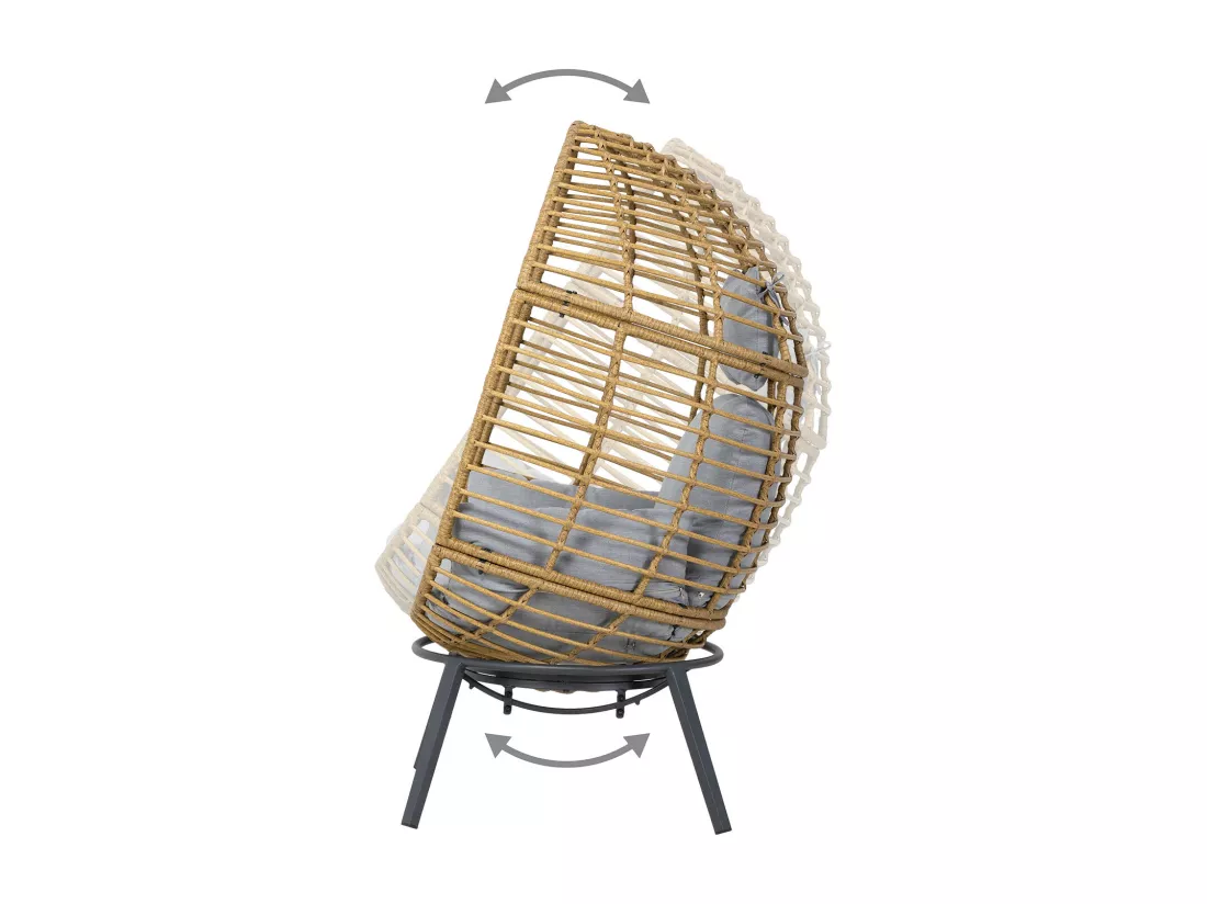 Fauteuil oeuf inclinable en résine tressée - Gris naturel - YOGI - YOGI