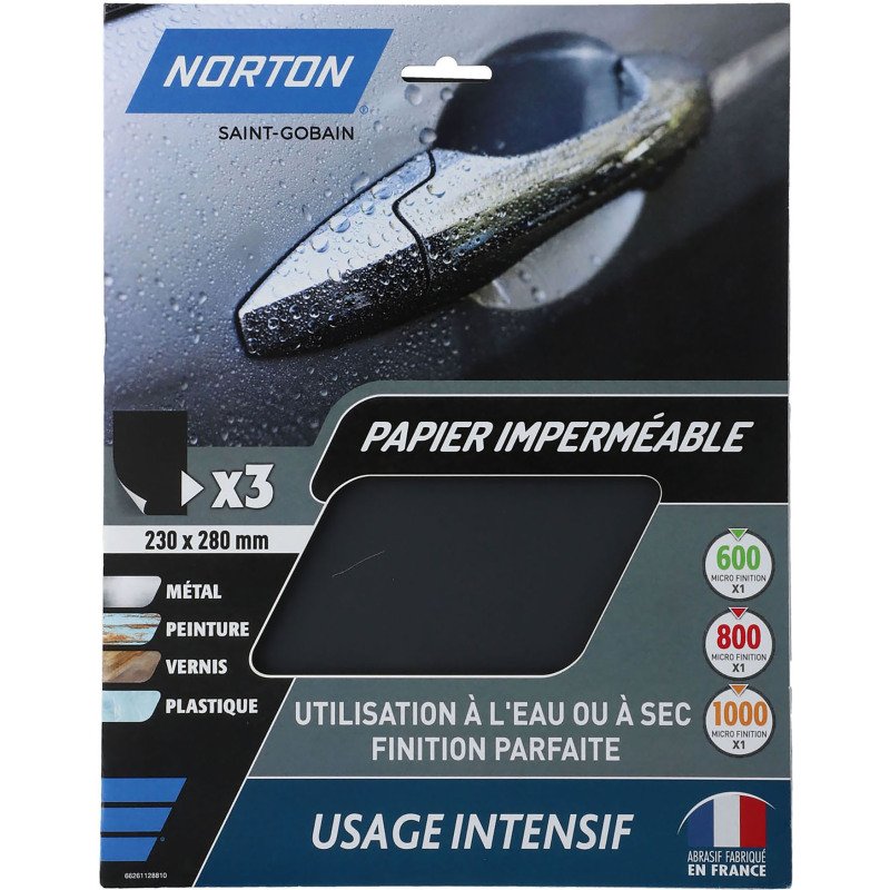Feuilles de ponçage à main Norton multi-usages - Grain assortis