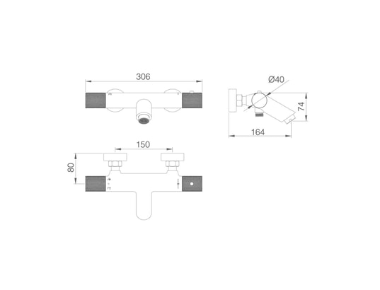 IMEX - Mitigeur de baignoire Ensemble bain douche thermostatique chromé - line