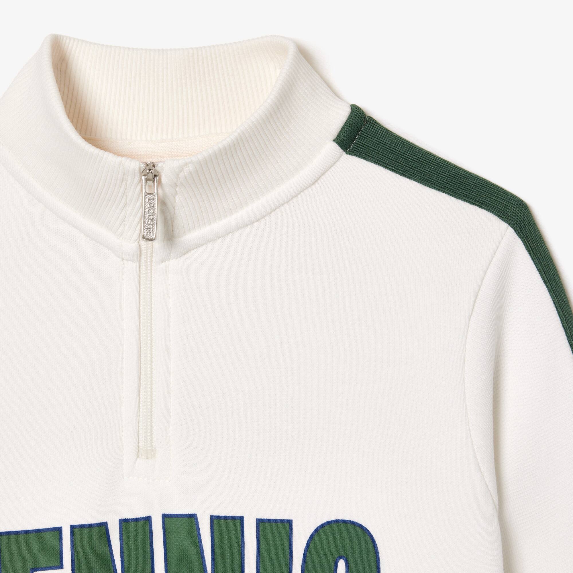 Sweatshirt imprimé col zippé en coton Pullovers & Sweatshirts - Blanc - Lacoste - Enfant