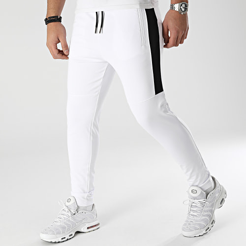 Pantalon Jogging Training Bande Mesh 0035 Blanc Noir