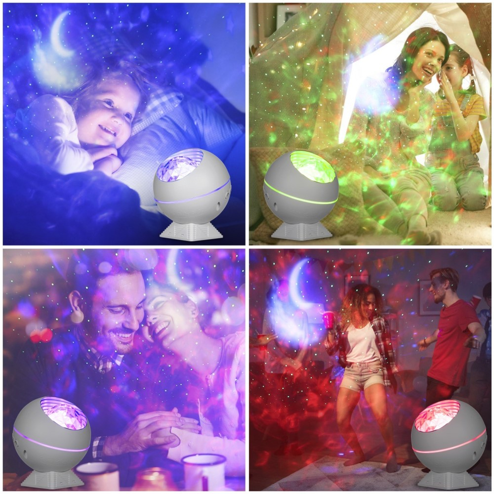 Ocean Wave LED Party Projektor Sternenhimmel USB Deko Nachthimmel inkl. Fernbedienung - Weiss