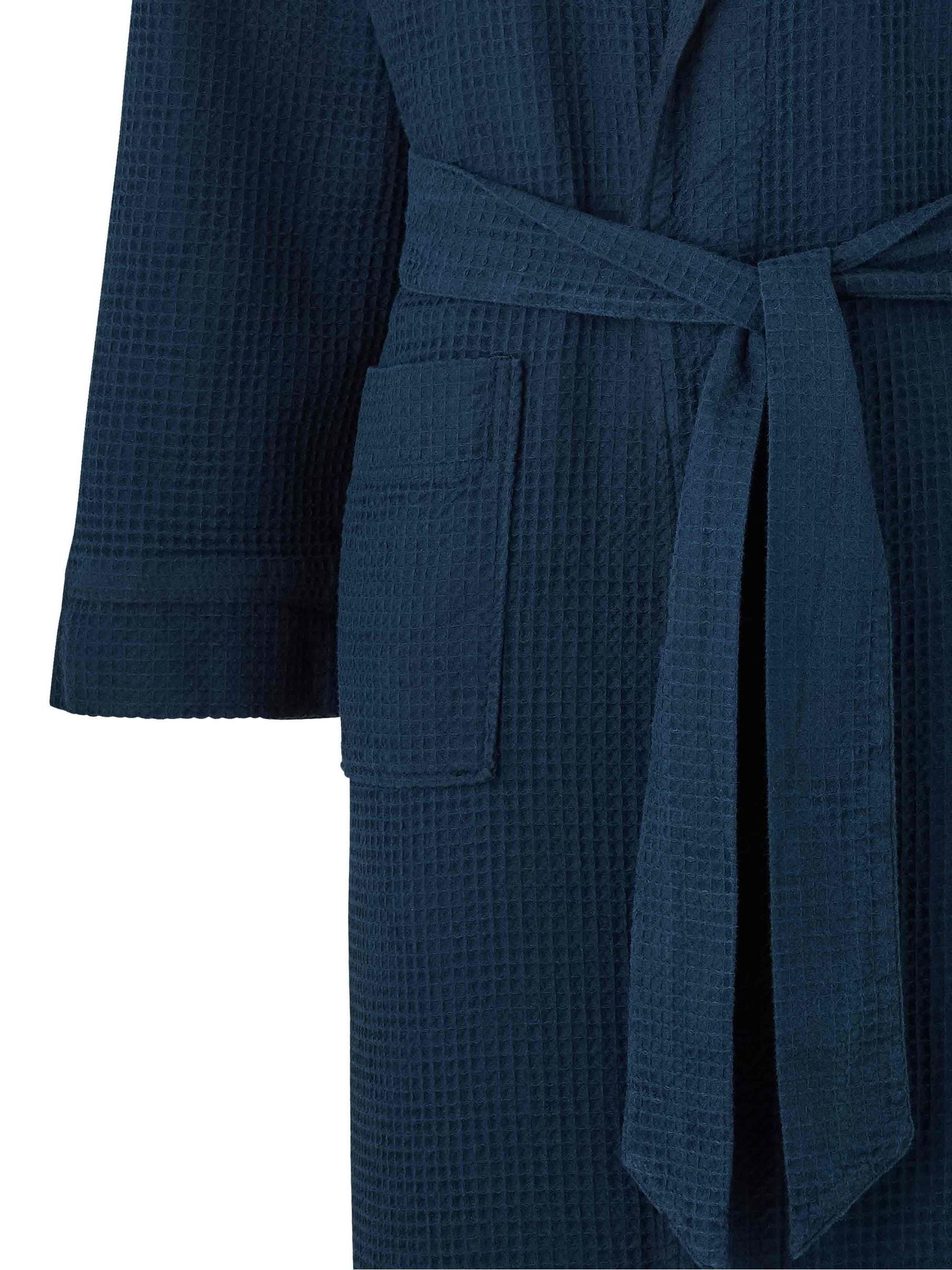 Marineblauw - Savile Row Company - Katoenen kamerjas met wafeldessin