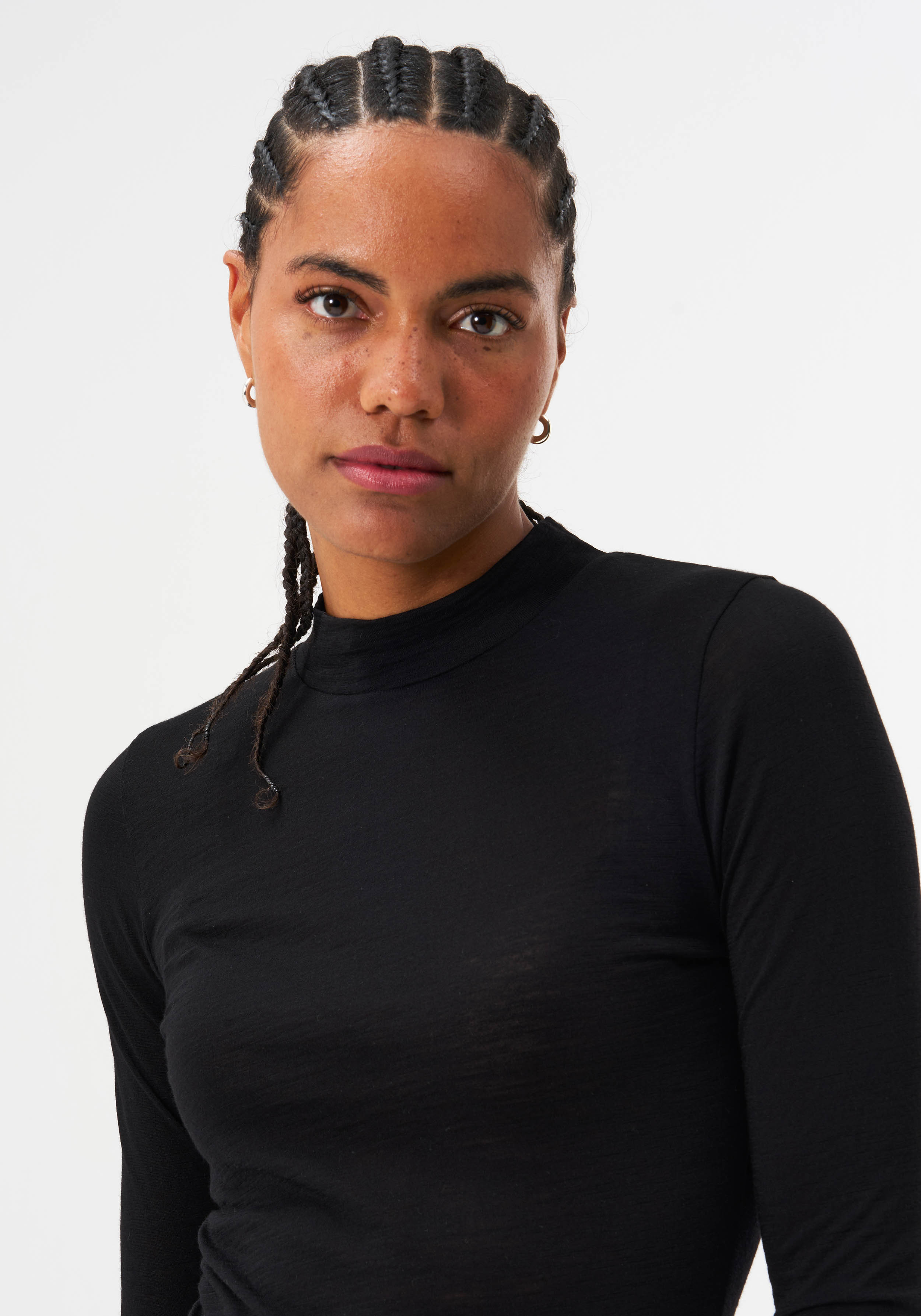 Pinqponq Longsleeve Mockneck Merino Women Sheep Black