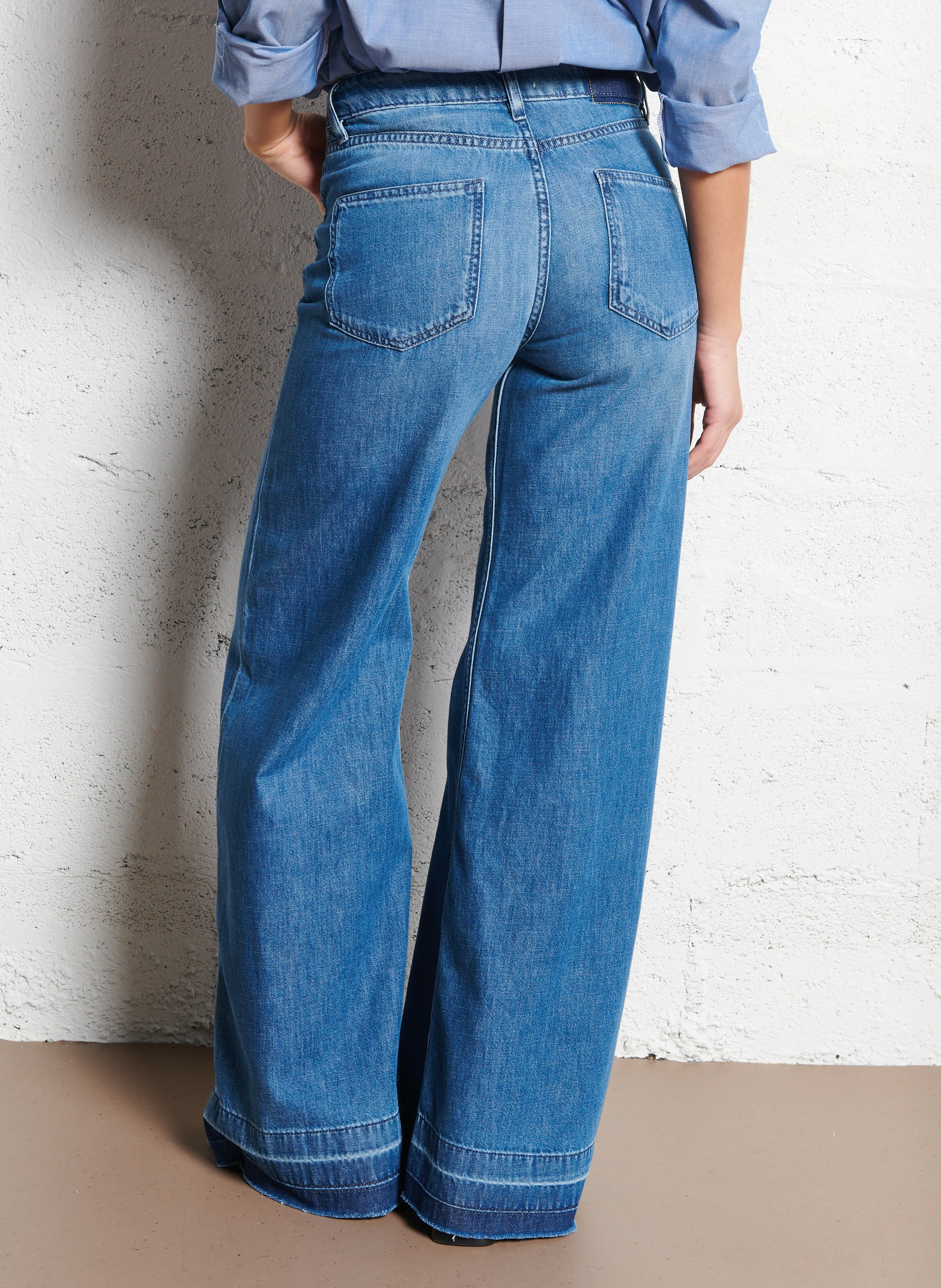 SOUL - Jean flare taille haute en coton| Bleu