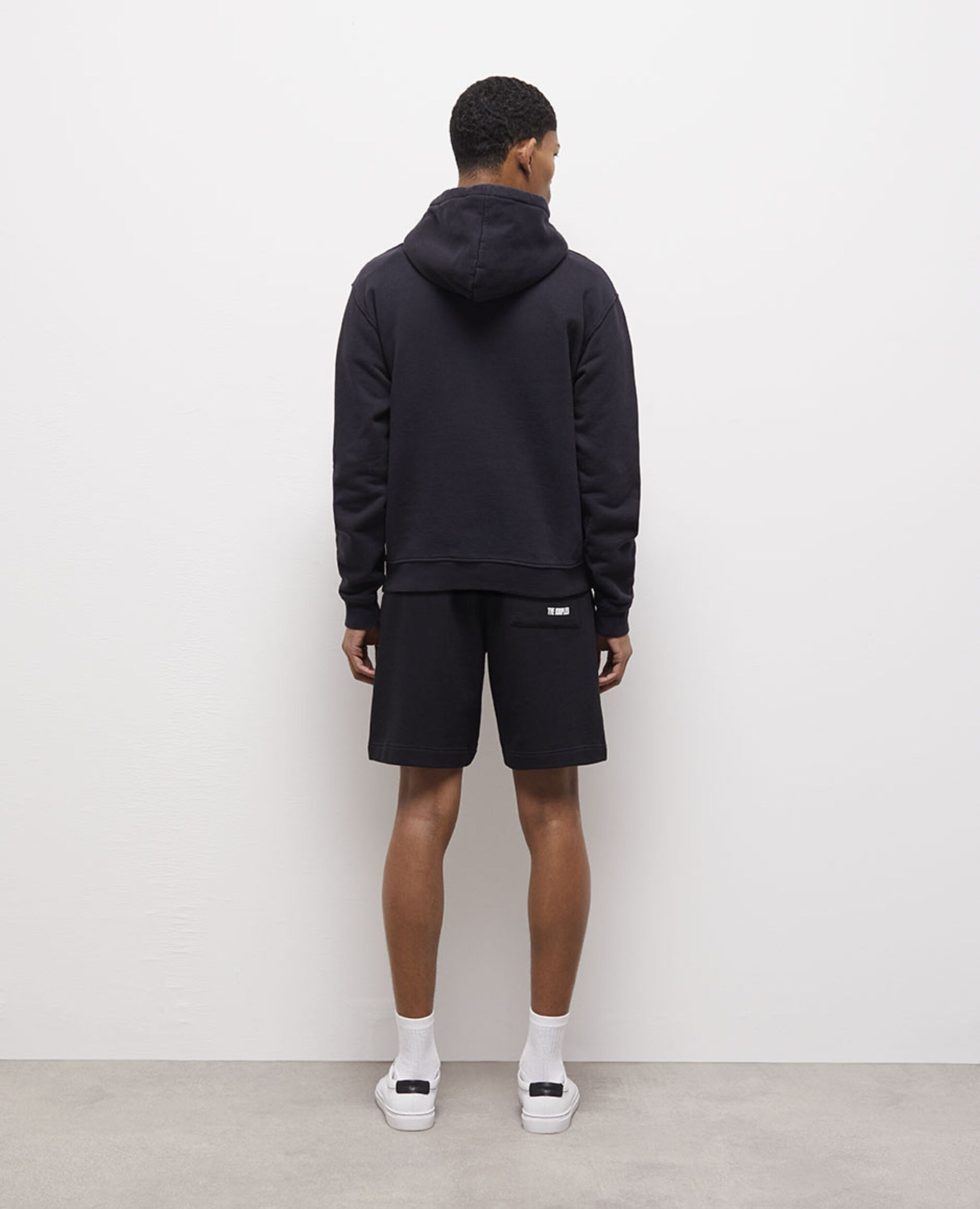 Sweat à capuche noir coton logo imprimé