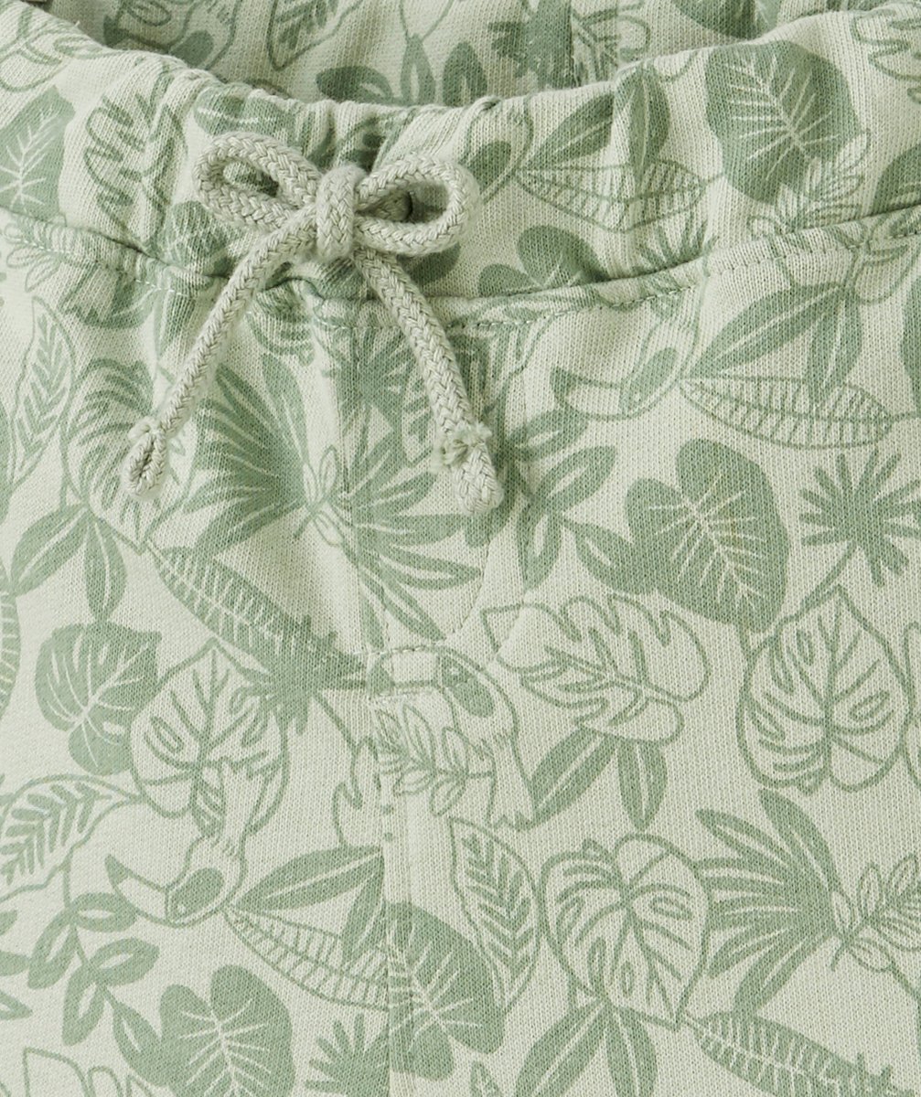 BERMUDA BÉBÉ GARÇON EN FIBRES RECYCLÉES VERT IMPRIMÉ TROPICAL