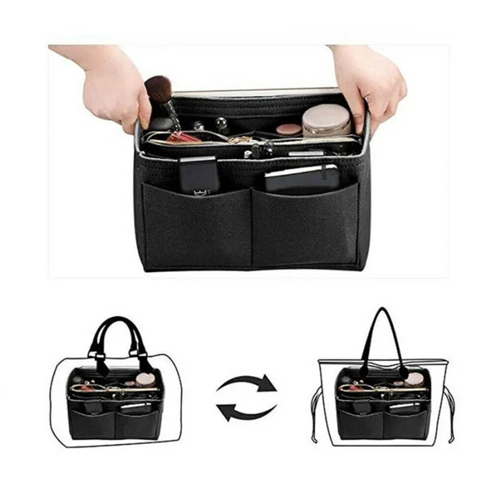 (30x18cm) Stoff Universal Handtaschen Organizer Taschen Aufbewahrungs Einsatz - Schwarz