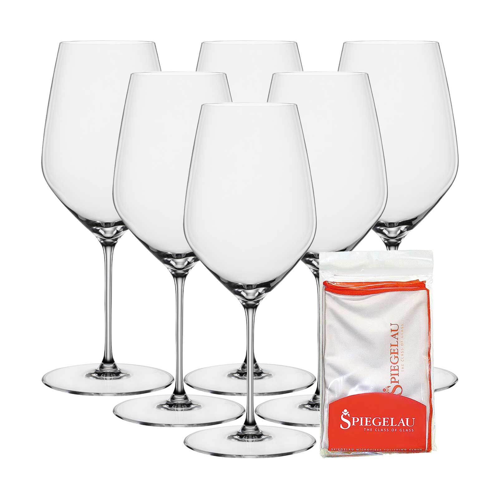 Spiegelau Bordeauxgläser + Poliertuch Hi-Lite 650 ml 6er Set