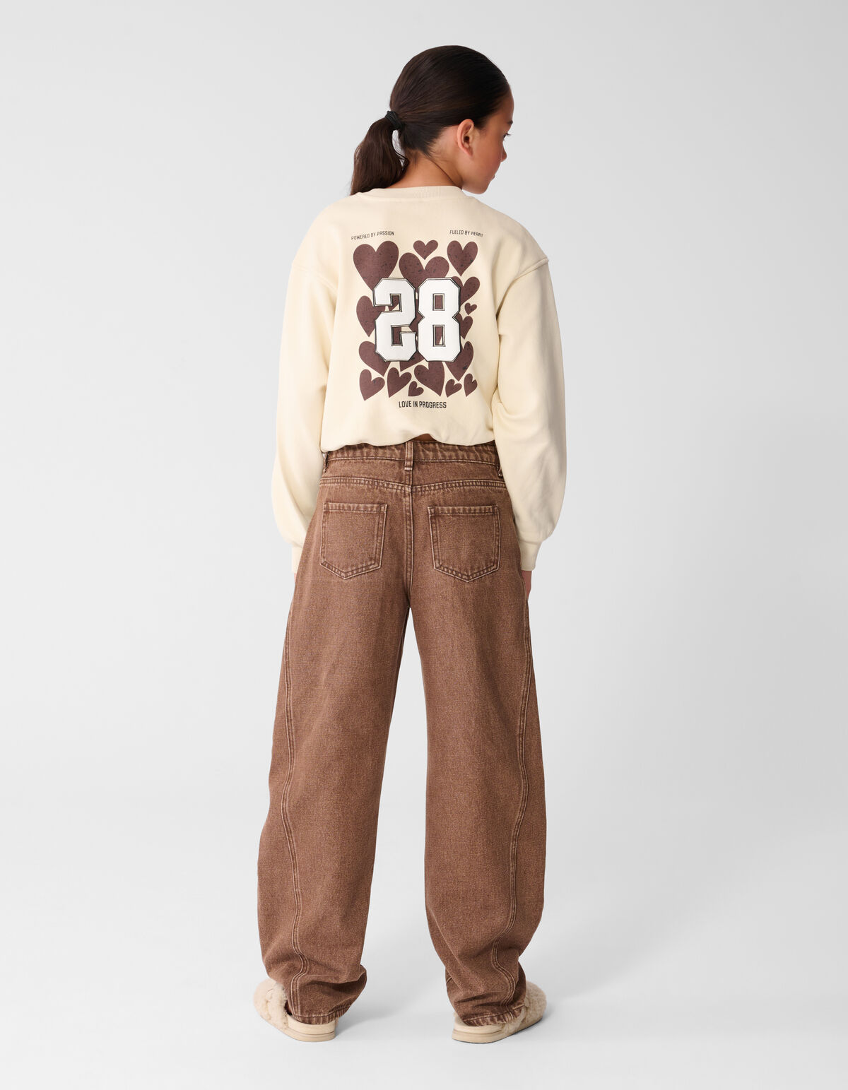Asymmetrische Barrel Fit Jeans Bruin