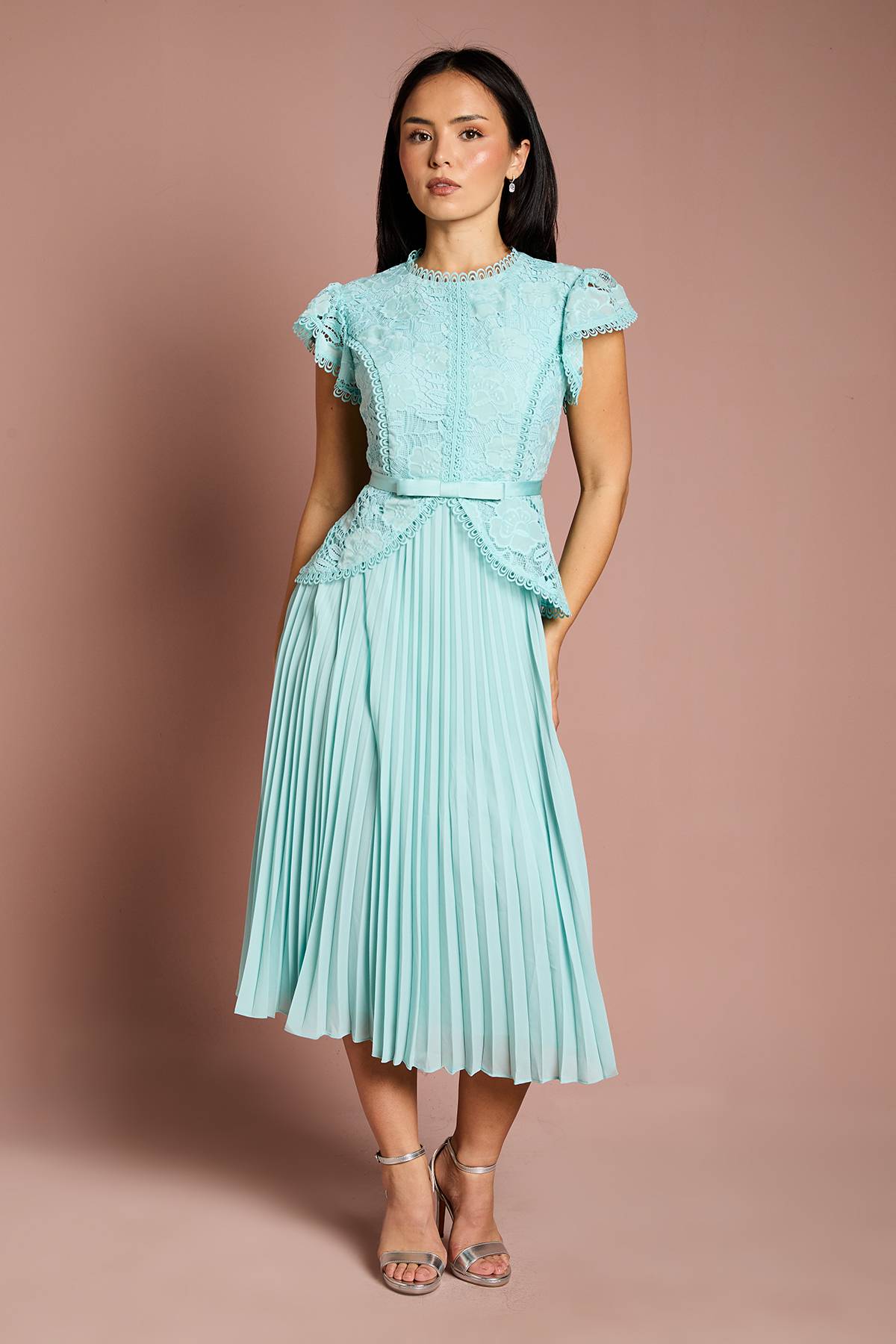 Coast Robe Mi-Longue à Basque avec Corsage en Dentelle Petite Taille