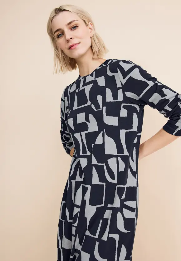 Jacquard Kleid - deep blue