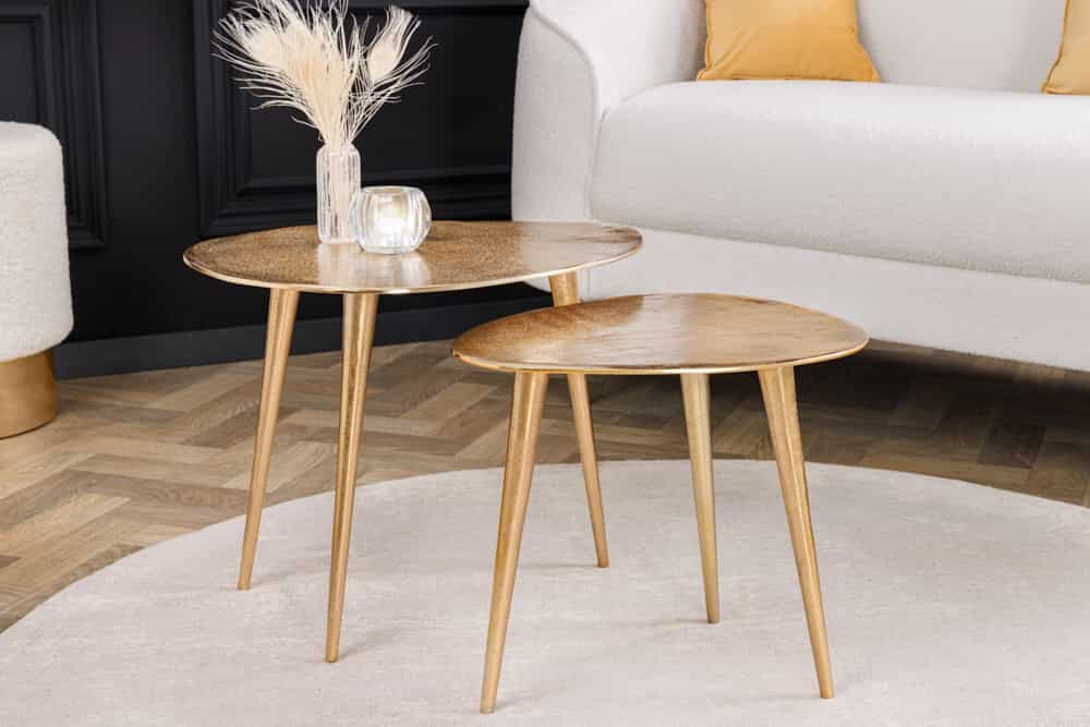 2er Set Couchtisch ELEMENTS 50cm gold Metall Handarbeit