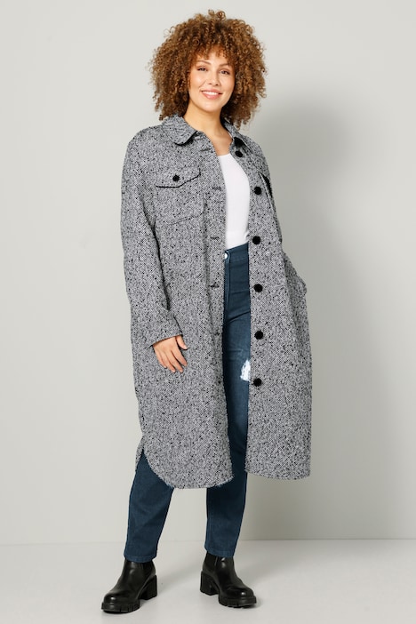 Long-Hemdjacke, Hemdkragen, Langarm
