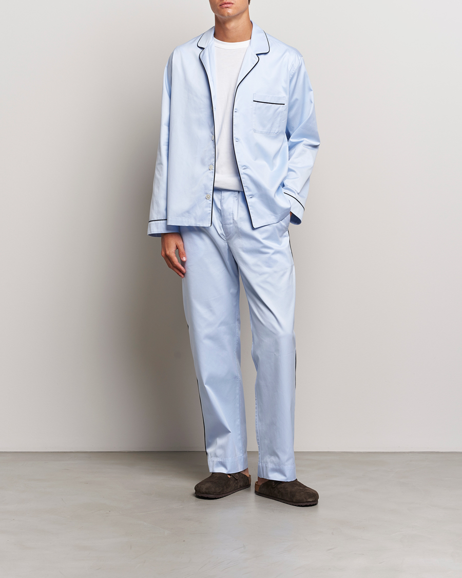 Tekla Sateen Pyjama Shirt Bellhop Blue